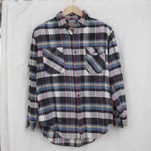 Men's Vintage Pine Grove 100% Cotton Multicolor Plaid Heavy Flannel Large